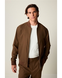 Приталенная фланелевая куртка бомбер, коричневый Next