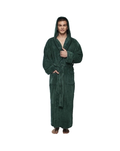 Мужской длинный хлопковый халат с капюшоном до щиколотки, цвет Forest Green Арус