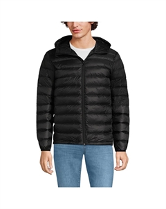 Мужской легкий пуховик Lands End с капюшоном, черный Lands' end