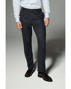 Узкие брюки из костюмной ткани с отделкой в клетку, синий Next