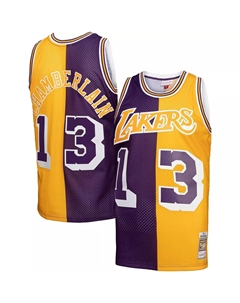 Мужская майка Wilt Chamberlain фиолетовая/золотая Los Angeles Lakers Hardwood Classics 1971-72 Split Swingman Джерси Mitchell and ness