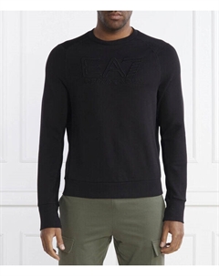 Свитшот мужской с вышитым логотипом, черный Ea7