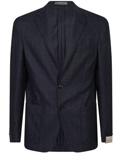 Клетчатый шерстяной пиджак, синий Corneliani