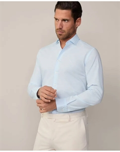 Мужская рубашка из поплина, окрашенная в готовом виде, светло-голубой Hackett