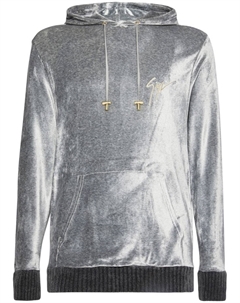 Бархатное худи с вышитым логотипом, серый Giuseppe zanotti