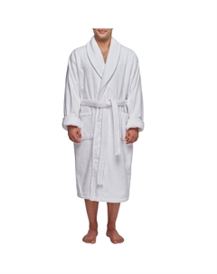 Мужской халат из тяжелого махрового хлопка для отеля, халат с шалевым воротником, белый Арус