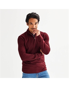 Мужской пуловер на каждый день из пике с молнией 1/4 и длинными рукавами, цвет Mason Plum Sonoma goods for life