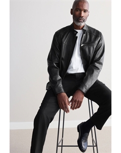 Кожаная фирменная гоночная куртка, черный Next