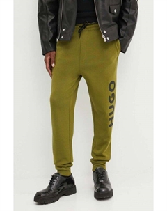 Хлопковые спортивные штаны 50473211, зеленый Hugo