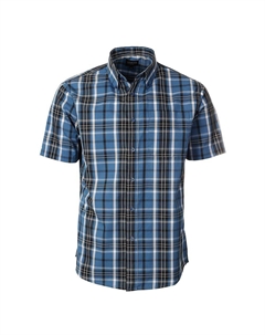 Мужская рубашка в клетку с коротким рукавом, цвет Blue Navy White Gioberti