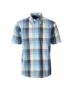 Мужская рубашка в клетку с коротким рукавом, цвет Blue Band Gioberti