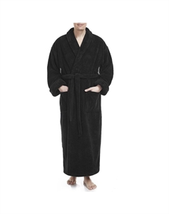 Мужской длинный флисовый халат до щиколотки с шалевым воротником, черный Арус