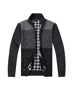 Мужской свитер-кардиган с цельной молнией и мягкой фланелевой подкладкой с начесом, цвет Melange Charcoal Gioberti