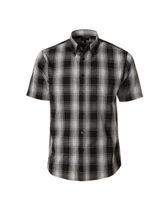 Мужская рубашка в клетку с коротким рукавом, цвет Black White Gray Gioberti