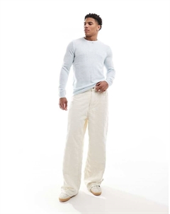 Легкий вязаный джемпер голубого цвета с начесом DESIGN Asos