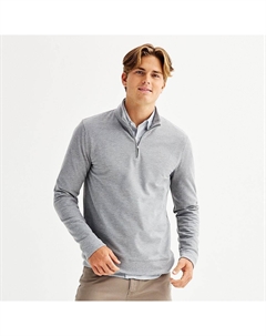 Мужской пуловер на каждый день из пике с молнией 1/4 и длинными рукавами, цвет Medium Mineral Sonoma goods for life