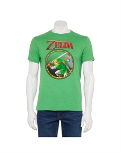 Мужская футболка с рисунком меча Nintendo The Legend of Zelda Link, цвет Green Heather Licensed character
