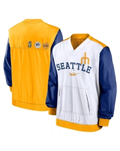 Мужской белый/золотой пуловер с v-образным вырезом Seattle Mariners Rewind Warmup Nike