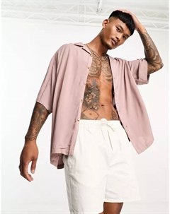 Рубашка свободного кроя из вискозы пыльно-розового цвета Asos
