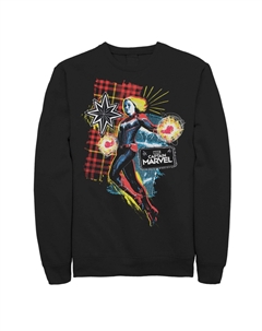 Мужской свитшот с портретом в клетку Captain Marvel
