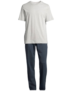 Пижама Night & Home, цвет dunkelblau gestreift/grau Schiesser