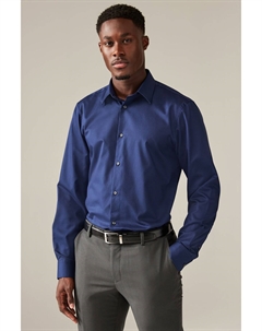 Рубашка с текстурированной одинарной манжетой, легкая в уходе, синий Next