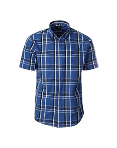 Мужская рубашка в клетку с коротким рукавом, цвет Royal Blue White Gioberti