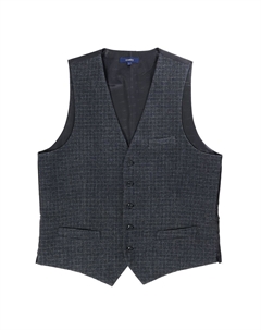 Мужской деловой твидовый жилет на 5 пуговицах с узором «елочка», цвет Charcoal Graph Gioberti