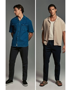 Льняные хлопковые брюки с эластичной резинкой на шнурке, 2 пары, синий Next