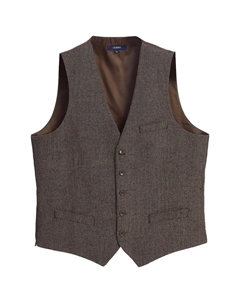 Мужской деловой твидовый жилет на 5 пуговицах с узором «елочка», цвет Brown Herringbone Gioberti