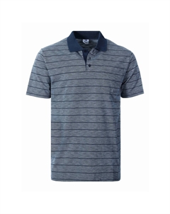 Мужская рубашка поло стандартного кроя в полоску с короткими рукавами и карманом, темно-синий Gioberti