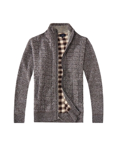Мужской вязаный кардиган стандартного кроя с молнией и мягкой подкладкой из фланели с начесом, цвет Melange Coffee Gioberti