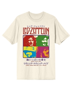 Мужская футболка Led Zeppelin с красочными портретами и японским рисунком, кремовый Licensed character