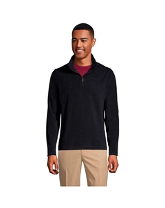 Мужской легкий флисовый пуловер с молнией на четверть длины Lands End, черный Lands' end