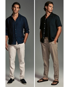 Льняные хлопковые брюки с эластичной резинкой на шнурке, 2 пары, коричневый Next