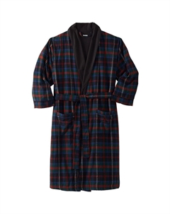 Большой и высокий мужской фланелевой халат на трикотажной подкладке, цвет Multi Plaid Kingsize