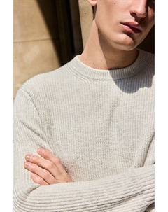 Вязаный джемпер обычного покроя с круглым вырезом, белый Next