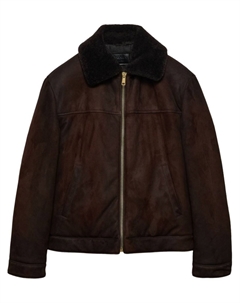 Кожаная куртка-бомбер с треугольным логотипом, коричневый Prada