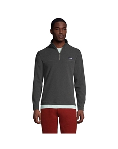 Флисовый пуловер с молнией на четверть Big & Tall, цвет Dark Charcoal Heather Lands' end