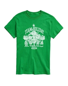 Мужская футболка с рисунком Peanuts Team Holiday Spirit, зеленый Licensed character