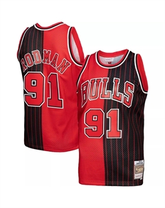 Мужская майка Dennis Rodman красно-черная Chicago Bulls Hardwood Classics 1995-96 Split Swingman Джерси Mitchell and ness