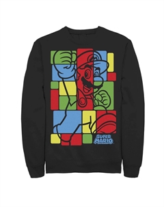 Мужская классическая толстовка с разноцветными квадратами Nintendo Super Mario Licensed character