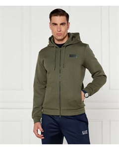 Толстовка мужская на молнии и с капюшоном, зеленый Ea7
