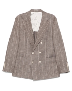 Блейзер в тонкую полоску, коричневый Brunello cucinelli