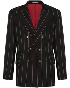 Твиловый пиджак в полоску, черный Brunello cucinelli