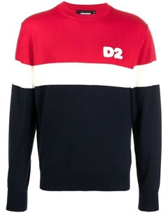 Шерстяной джемпер в стиле колор-блок, синий Dsquared2