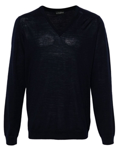 Шерстяной джемпер с V-образным вырезом, синий Ballantyne
