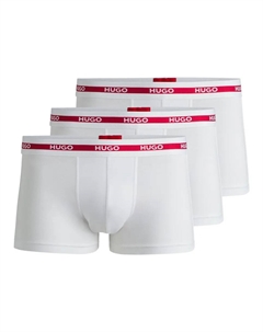 Комплект из трех трусов из эластичного хлопка с логотипами на талии, белый Hugo