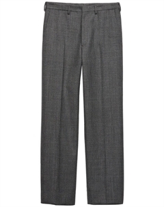 Брюки из шерсти с узором «гусиная лапка», серый Prada