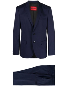 Шерстяной костюм с однобортным пиджаком, синий Hugo